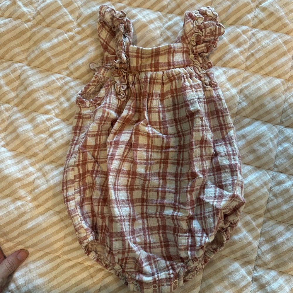Rylee & Cru Plaid Ruffle Baby Romper